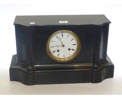 Victorian slate mantel clock with circular dial, F.L. Hausburg A Paris
