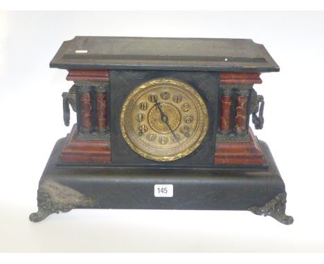 Slate and marble effect mantel clock