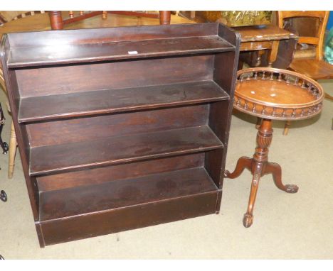 Mahogany open bookcase and gallery topped tripod occasional table (2)