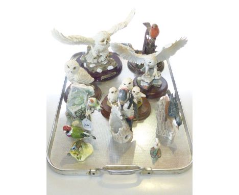 Ten bird ornaments including two Goebel, Royal Adderley, etc