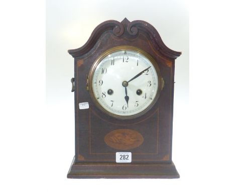 Edwardian scumbled two-train mantel clock with winder