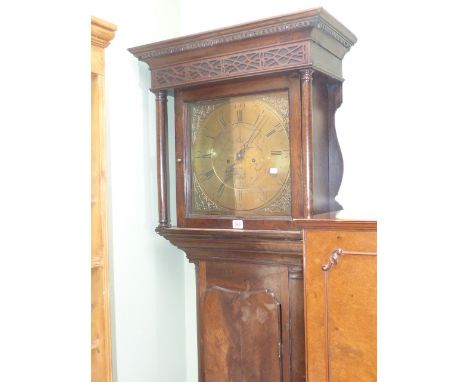 Antique oak cased thirty hour longcase clock having square brass dial, Houghton, Chorley