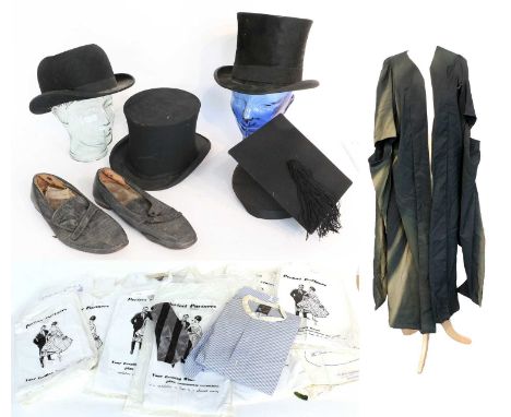 Gents Costume Accessories comprising H Whybro &amp; Co Cambridge black opera hat, and a black bowler hat,Wheeler &amp; Co Lon