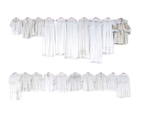 Early 20th Century Baby and Toddler Clothing comprising a cream wool coat with attached tiered shoulder cape and collar, both