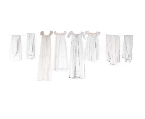 Circa 1810-15 Baby Robes comprising a muslin gown with short bodice, robings and sleeves embroidered with bunches of flowers,