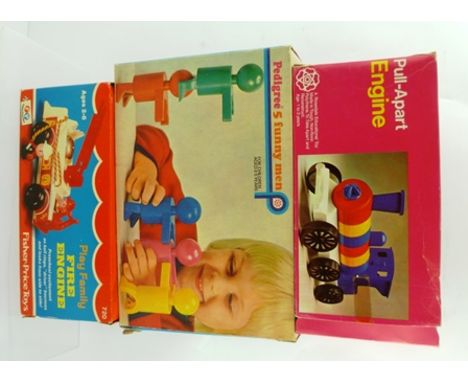 A 1970`s FISHER PRICE FIRE ENGINE in original vendor`s box, a Rosedale Educational pull apart Engine in original vendor`s box