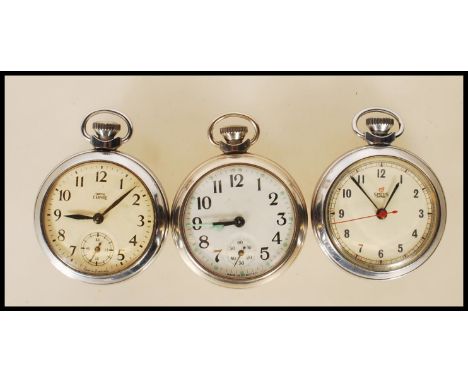 A group of three 20th Century vintage watches to include a Smiths Empire stopwatch and pocket watch in stainless steel cases 