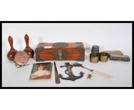 A small group of collectibles to include a&nbsp;Vintage American metal portage Atlas fishing Reel having a copper finish, two
