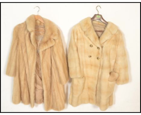 Two vintage retro ladies fur coats to include a Calman Links of London mink coat along with another double breasted mink coat