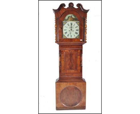 A 19th Century West Country longcase flame mahogany grandfather longcase clock having&nbsp; l detailing to the trunk and case