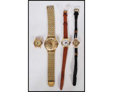 A collection of vintage watches to include a Limit of Switzerland 17 jewels incabloc watch, a Timex yellow metal watch, a Ram