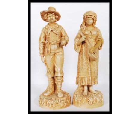 A Pair of 19th century parian Robinson and Leadbeater gypsy musicians identical to those owned by Mrs Ethel Wright - Edward L