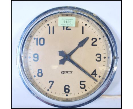 A vintage shop / factory Industrial Gent's of Leicester wall clock having a cream white face with an Arabic numeral and baton