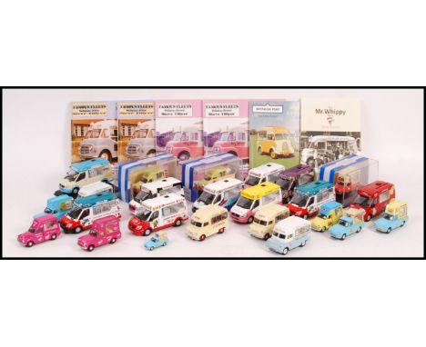 A collection of 24x assorted Oxford diecast scale diecast model ice cream vans to include; Mr Whippy, Vince, Diploma Ices, To