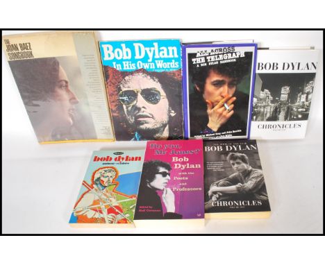 A collection of music interest books by Bob Dylan to include Chronicles Volume One on hardback and paperback, Bob Dylan by An