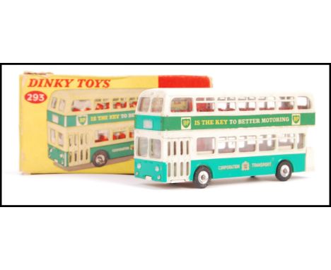 An original vintage Meccano Dinky Toys made boxed diecast model. 293 Leyland Atlantean Bus BP Livery appearing complete in or