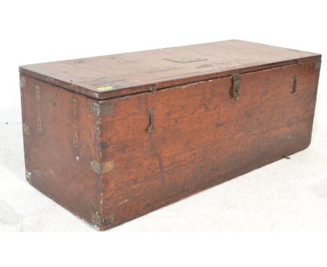 A set of 19th Century Victorian cased Avery hanging brass balance scales to weigh 56lbs, cased within a large oak case with c