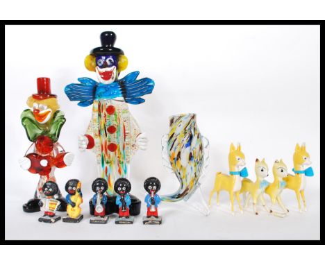 A mixed lot of 20th Century ceramic and other items to include two Murano clowns and a Murano glass fish. Together with two B