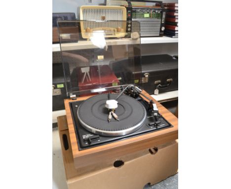 A vintage 20th Century teak cased Garrard belt drive SP 25 MK V, teak case with smoked perspex lid.