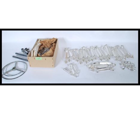 A good collection of vintage 19th early 20th century chandelier parts to include many facet cut drops of angular form being i