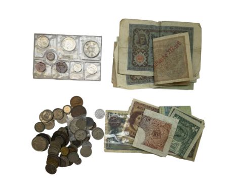 Great British and World coins and banknotes, including two Elizabeth I hammered silver sixpences one dated 1582 the other wit