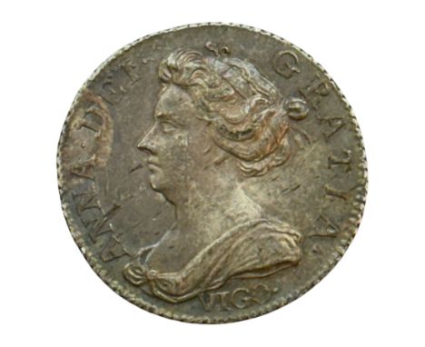 Queen Anne 1703 silver sixpence coin, Vigo below bust