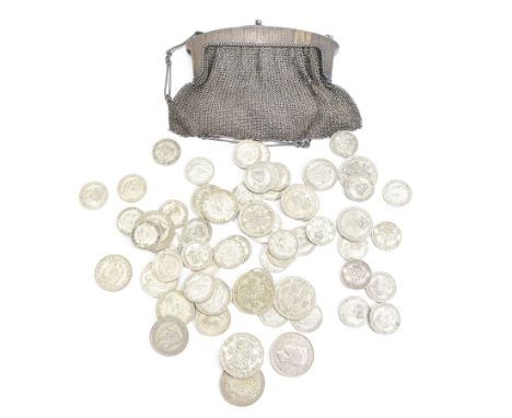 Approximately 465 grams of Great British pre 1947 silver coins including one shillings, two shillings or florins and halfcrow