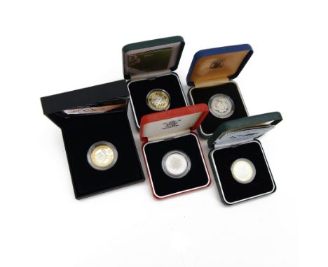 Five The Royal Mint United Kingdom silver proof two pound coins, comprising 1986 'XIII Commonwealth Games', 1996 'A Celebrati