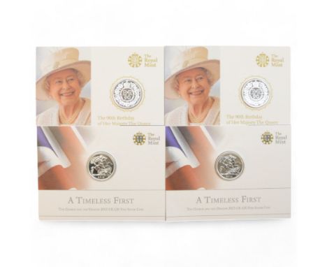 Four The Royal Mint United Kingdom fine silver twenty pound coins, dated two 2013 'A Timeless First' and two 2016 'The 90th B