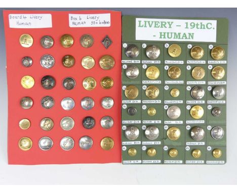 Livery buttons (Human), A large collection of Peeraged Gentry 19th Century and later Brass, Gilt metal, Pewtered and silvered