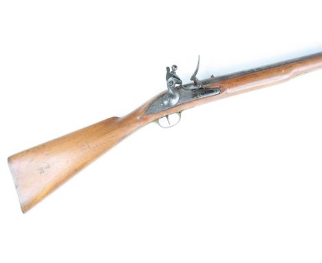 An early 19th century India pattern Brown Bess flintlock musket, having a 99cm barrel marked JPR/EXR/513 with ram-rod below, 