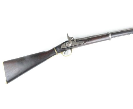A Victorian .577 two band percussion rifle, the 80cm barrel stamped A6374, the lock stamped Tower 1863 with crowned VR cypher
