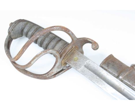 An 1821 Pattern sword for the Edinburgh Volunteer Artillery, having an 82.5cm slightly curved fullered blade, etched with a c