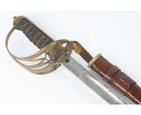 A George V 1845 pattern Infantry Officers sword, having an 82cm fullered blade etched with a crowned GR cypher, marked to the