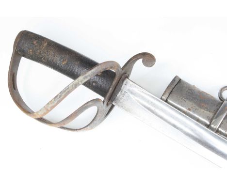 British 1853 Pattern Royal Horse Artillery Trooper’s Sword, the regulation 89cm blade marked to the forte with a crown over D