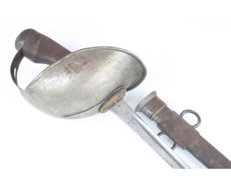 A British 1908 pattern Cavalry Trooper's sword, the 89cm fullered blade marked to the forte SB & NLD for Sanderson Brothers &