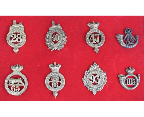 A collection of eight glengarry badges to include 28th North Gloucestershire Regiment of Foot, 40th 2nd Somersetshire Regimen