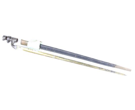 A British 1876 pattern Martini Henry bayonet, the 55cm cruciform blade with War Department mark crown over e 27 and 4/85 belo