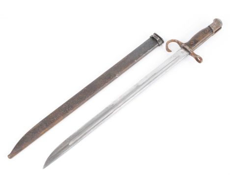 A Japanese 1897 pattern Ariska bayonet, the 40cm single edged fullered blade with Koyoto triple circle ring to the ricasso, h