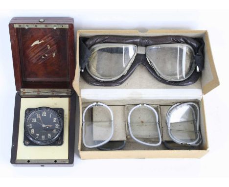 A pair of flying / motorcycle goggles, the bridge marked Super Fospaic Milano, housed in an Air Ministry Mk VIII goggles box 