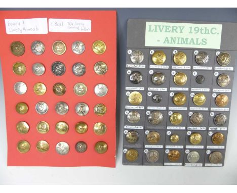 A large collection of Livery buttons (Animals), 19th Century and later Brass, Gilt metal and silvered metal examples, with va