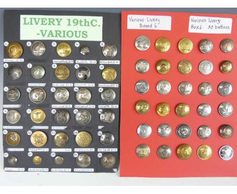 Livery buttons (Various), A large collection of various19th Century and later Brass, Gilt metal, Pewtered and silvered livery