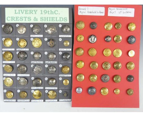Livery buttons (Royal Household), A large collection of Royal household buttons - 19th Century and later Brass, Gilt metal, P