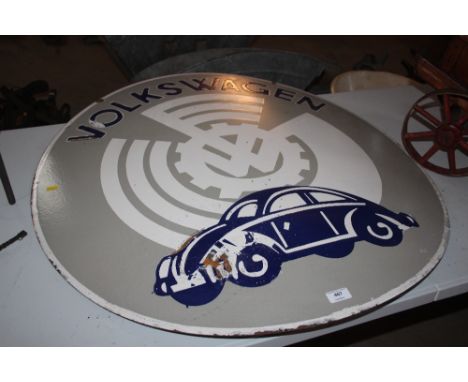 A circular "Volkswagen" enamel sign, AF, 36" dia.&nbsp;approx.
