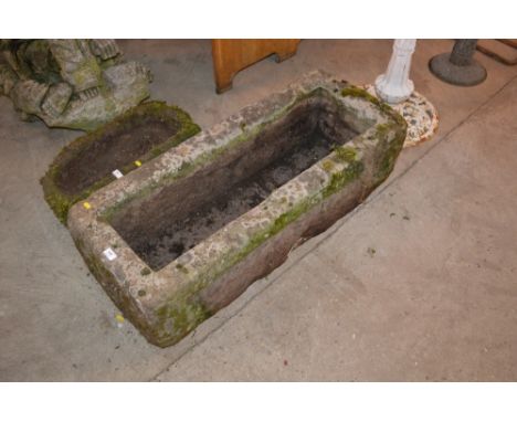 A large vintage stone trough, (43" x 17" x 12" approx.)