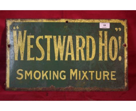 An enamel "Westwood Ho Smoking Mixture"&nbsp;sign, 18" x 10½" approx.