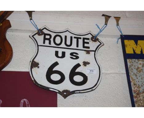 A "Route 66" shield shaped enamel sign,&nbsp; approx. 12" x 11¾" in extremes