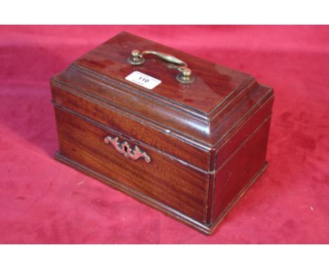 A Georgian three compartment mahogany tea caddy