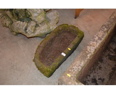 A small vintage stoneware shaped trough, (23" x 12" approx.)
