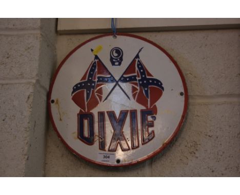 A circular "Dixie" enamel sign, 11¾" dia. approx.